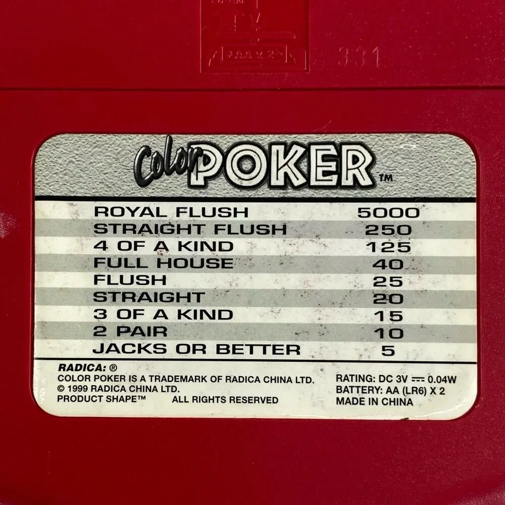 RADICA: Color Poker Electronic Handheld Game 1999 - Tested And Working!